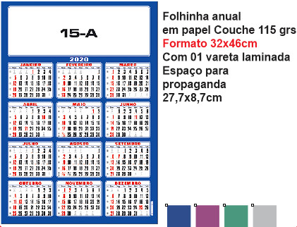 FOLHINHA ANUAL MODELO 15-A — brinde personalizado da Cátia Brindes