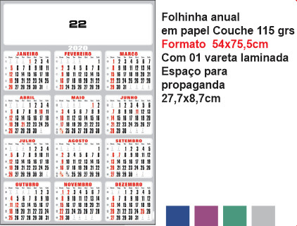 FOLHINHA ANUAL MODELO 22 — brinde personalizado da Cátia Brindes