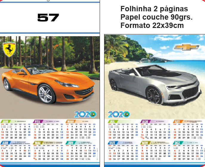 FOLHINHA ANUAL MODELO 57 — brinde personalizado da Cátia Brindes