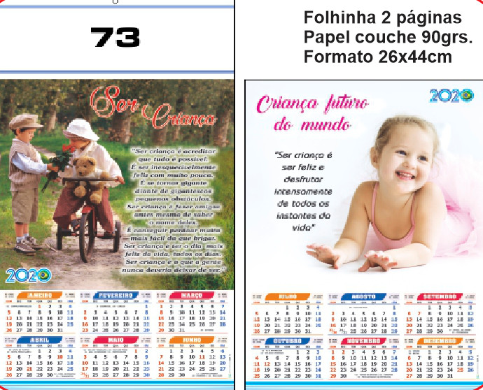 FOLHINHA ANUAL MODELO 73 — brinde personalizado da Cátia Brindes