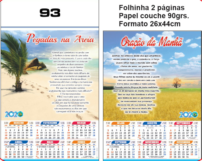 FOLHINHA ANUAL MODELO 93 — brinde personalizado da Cátia Brindes