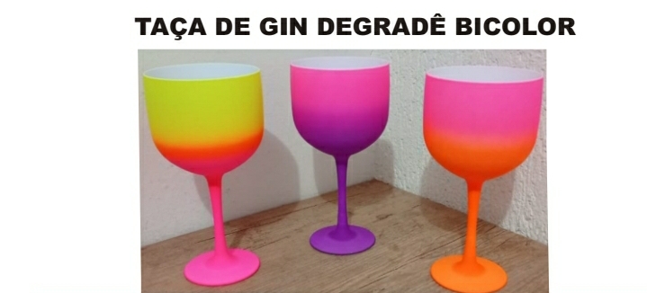 Taça de Gin Degrade Bicolor — brinde personalizado da Cátia Brindes