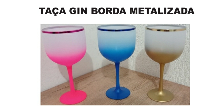 Taça Gin Borda Metalizada — brinde personalizado da Cátia Brindes